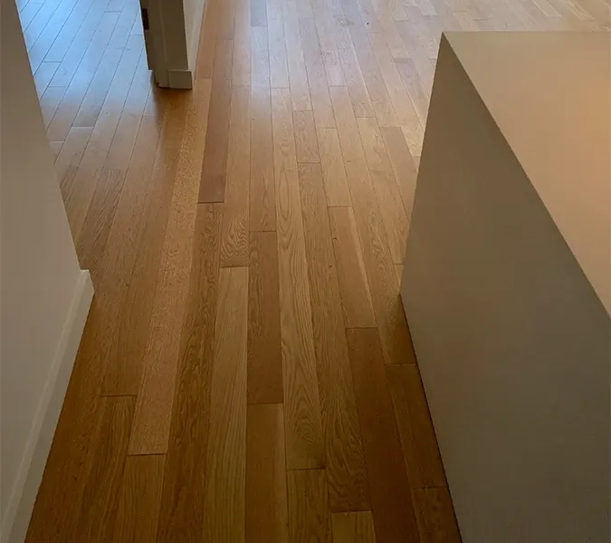 Refinished oak hardwood flooring